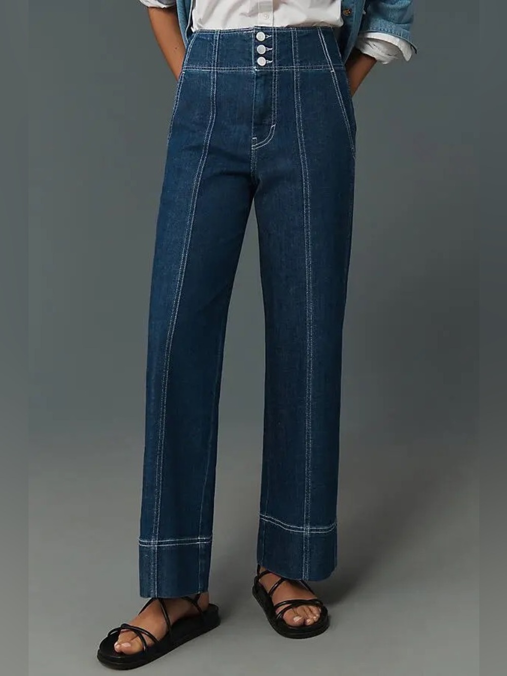 Pilcro Seamed High-Rise Flare Jeans